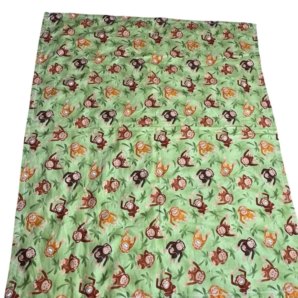 Homemade Monkey Patchwork Baby Quilt with Mixed  Quilt Squares Handcrafted 36x31